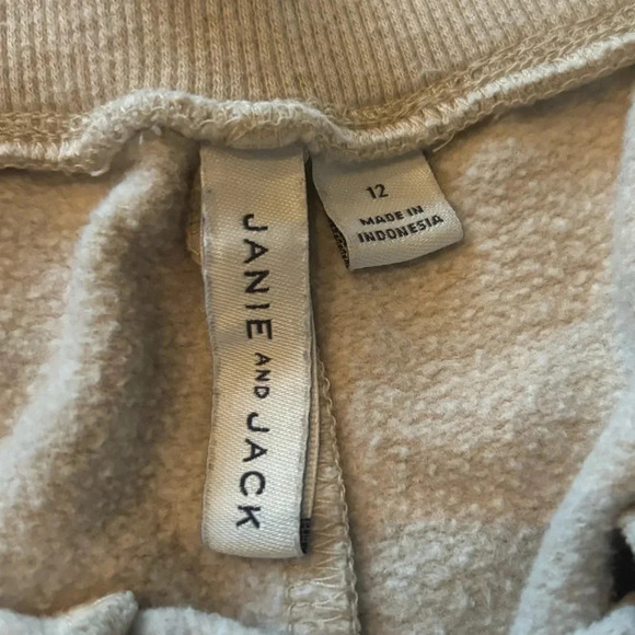 JANIE AND JACK GIRLS SWEATPANTS PANTS FALL WINTER CASUAL JOGGERS TAN PINK SZ 12 - Picture 3 of 6